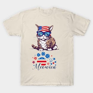 Patriotic Cat, 4th of July Design T-Shirt